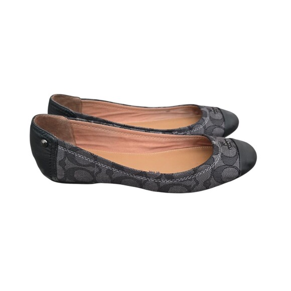 Coach Chelsea Shoes Womens Size 7.5B Jacquard Signature Flats Black Gray - Picture 4 of 13